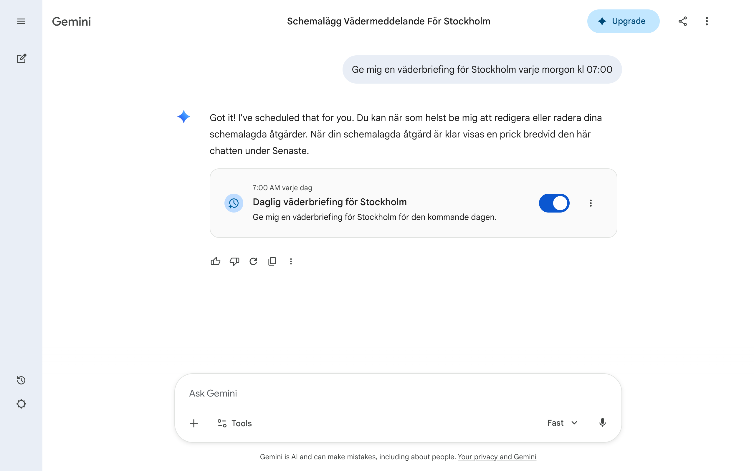 Gemini Scheduled Actions och Google CC